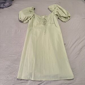 H&M Light Green Puff Sleeve Dress